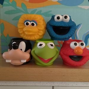 Vintage Sesame Street plastic mugs